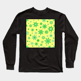 Green Stars on Yellow Repeat 5748 Long Sleeve T-Shirt